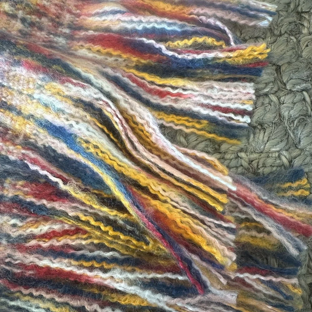 Pristine Stunning Multicolor Knit Scarf with Fringe - Picture 3 of 5